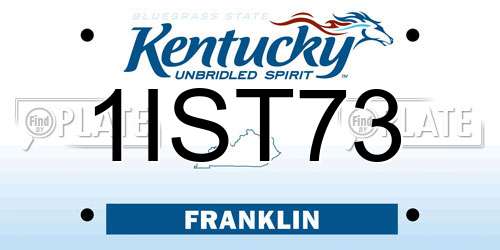 1IST73 Kentucky License Plate