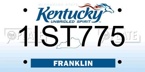 1IST775 Kentucky License Plate