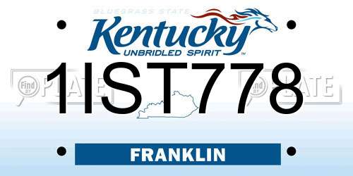 1IST778 Kentucky License Plate