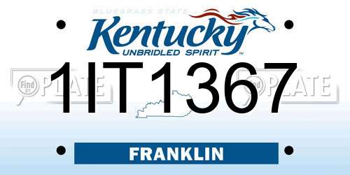 1IT1367 Kentucky License Plate