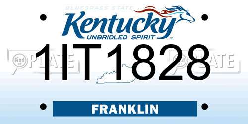 1IT1828 Kentucky License Plate