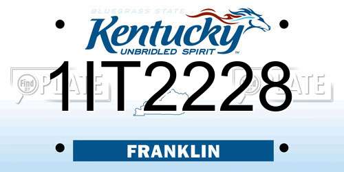 1IT2228 Kentucky License Plate