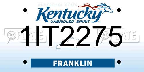 1IT2275 Kentucky License Plate