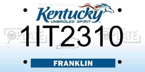 1IT2310 Kentucky License Plate