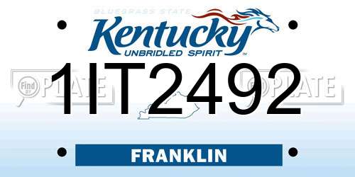 1IT2492 Kentucky License Plate
