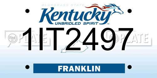 1IT2497 Kentucky License Plate