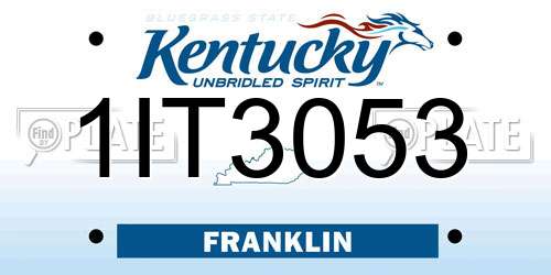 1IT3053 Kentucky License Plate