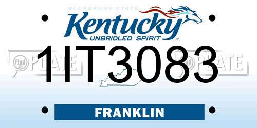 1IT3083 Kentucky License Plate