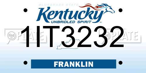 1IT3232 Kentucky License Plate