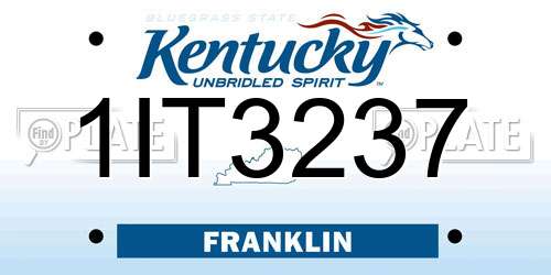 1IT3237 Kentucky License Plate