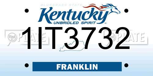 1IT3732 Kentucky License Plate
