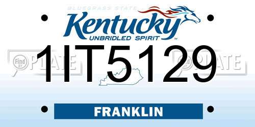 1IT5129 Kentucky License Plate