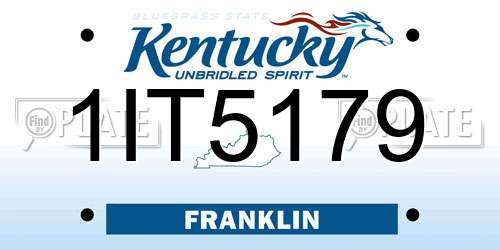 1IT5179 Kentucky License Plate