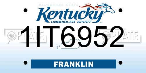 1IT6952 Kentucky License Plate