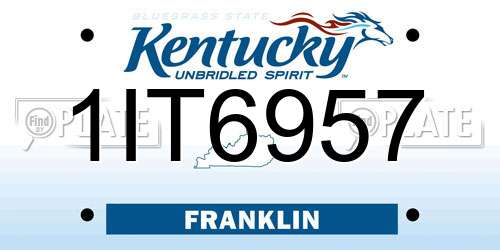 1IT6957 Kentucky License Plate
