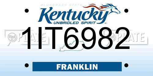1IT6982 Kentucky License Plate