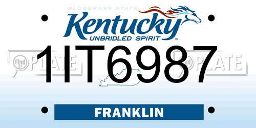 1IT6987 Kentucky License Plate