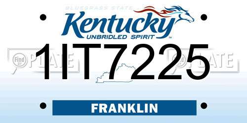 1IT7225 Kentucky License Plate