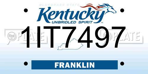 1IT7497 Kentucky License Plate