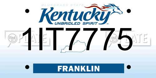 1IT7775 Kentucky License Plate