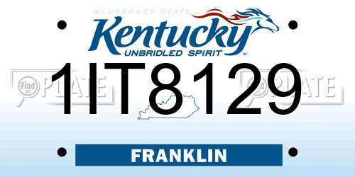 1IT8129 Kentucky License Plate