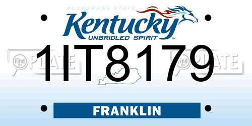 1IT8179 Kentucky License Plate