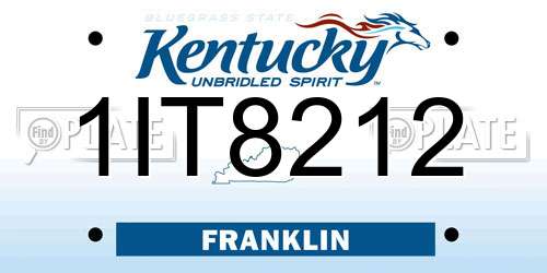 1IT8212 Kentucky License Plate