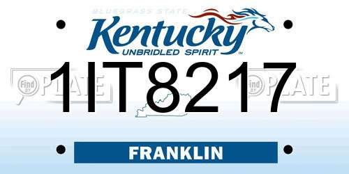 1IT8217 Kentucky License Plate