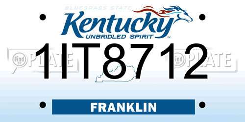 1IT8712 Kentucky License Plate