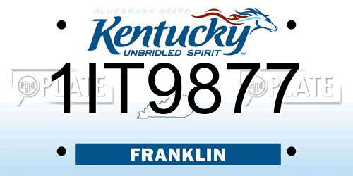 1IT9877 Kentucky License Plate