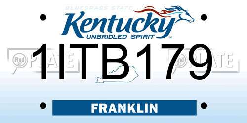 1ITB179 Kentucky License Plate