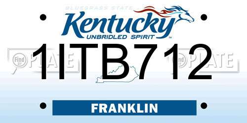 1ITB712 Kentucky License Plate