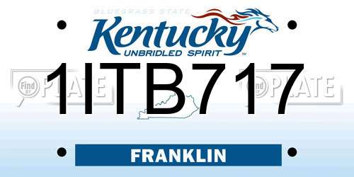 1ITB717 Kentucky License Plate