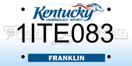 1ITE083 Kentucky License Plate