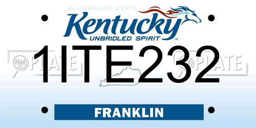1ITE232 Kentucky License Plate