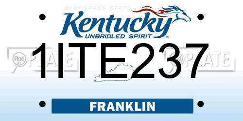 1ITE237 Kentucky License Plate
