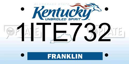 1ITE732 Kentucky License Plate