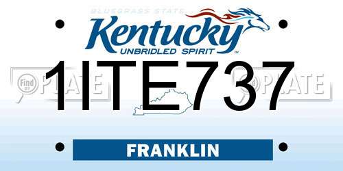 1ITE737 Kentucky License Plate