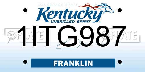 1ITG987 Kentucky License Plate