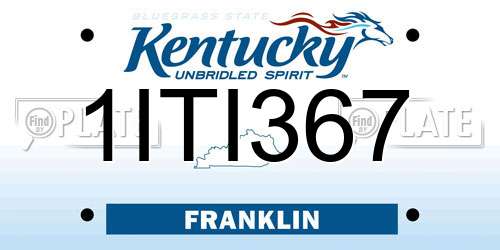 1ITI367 Kentucky License Plate