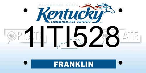 1ITI528 Kentucky License Plate