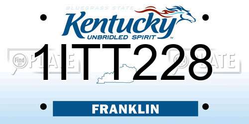 1ITT228 Kentucky License Plate