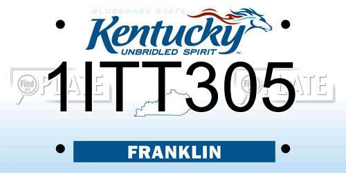 1ITT305 Kentucky License Plate