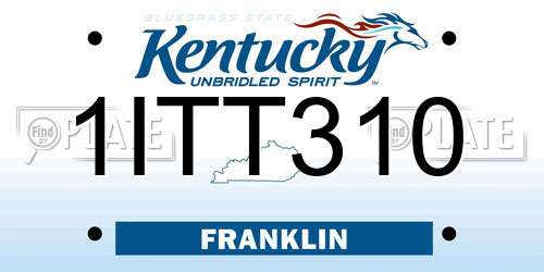 1ITT310 Kentucky License Plate