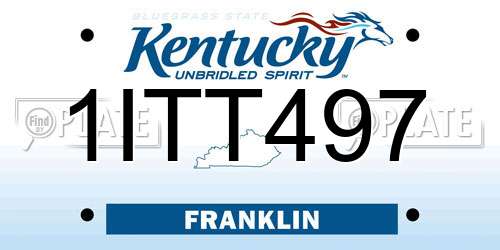 1ITT497 Kentucky License Plate