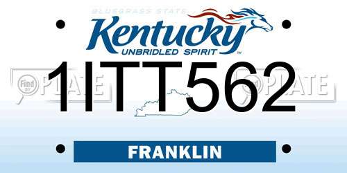 1ITT562 Kentucky License Plate