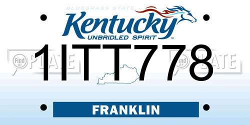 1ITT778 Kentucky License Plate