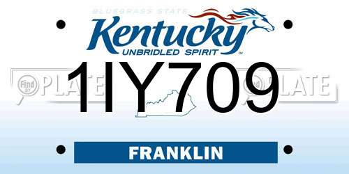 1IY709 Kentucky License Plate