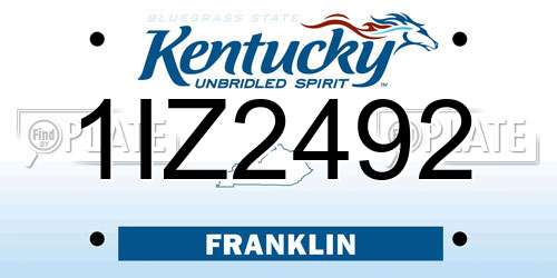 1IZ2492 Kentucky License Plate