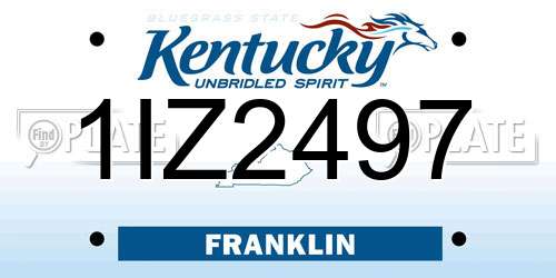 1IZ2497 Kentucky License Plate
